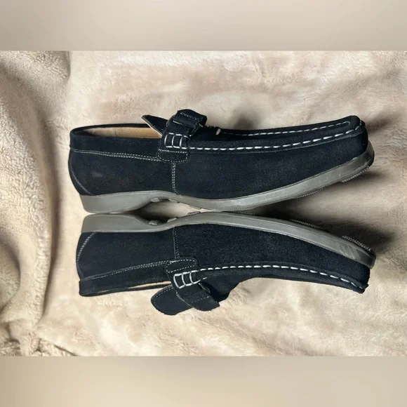 Stacy Adams black suede slip-on loafers Mens Size 10 - Picture 2 of 7
